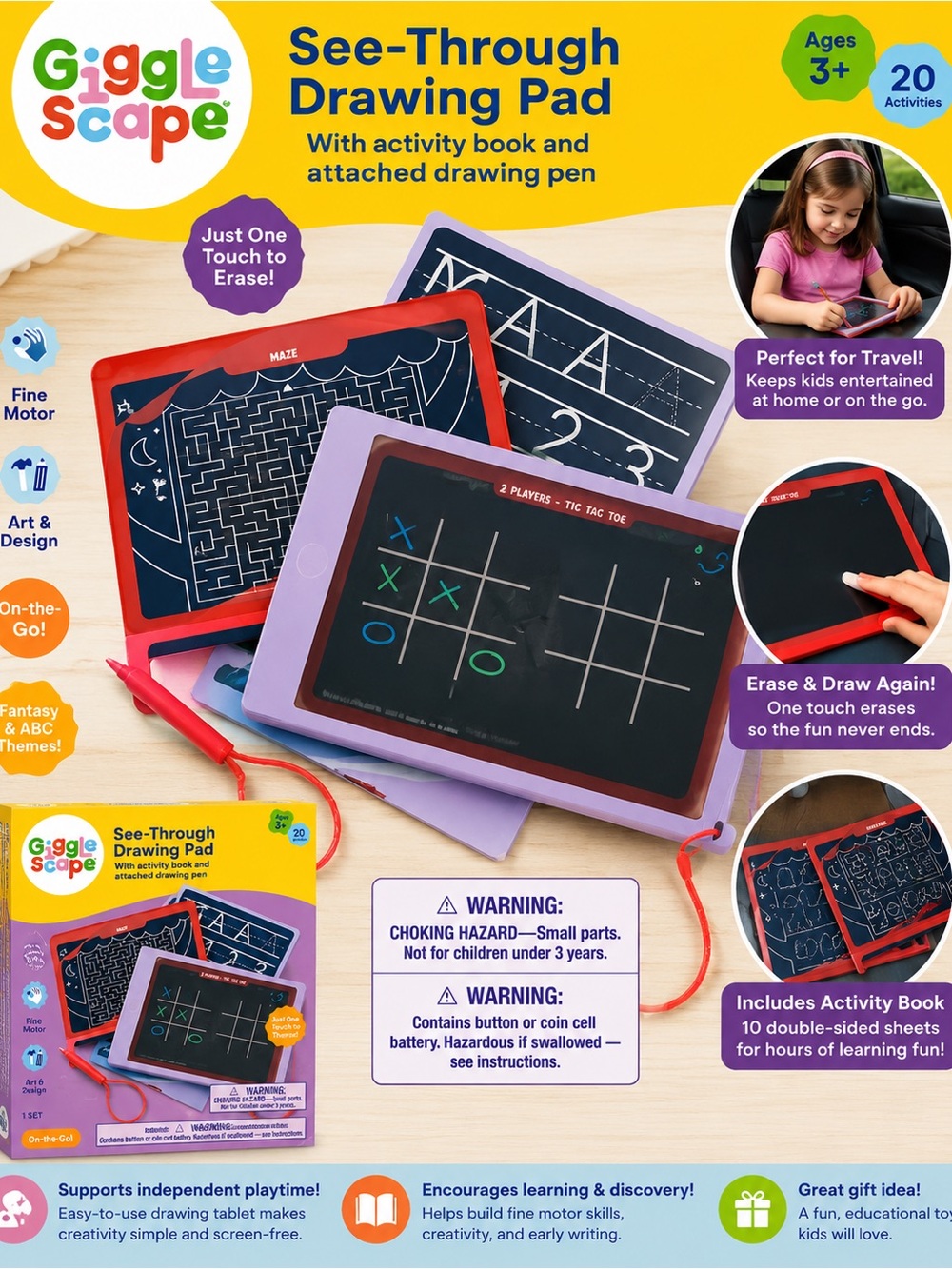 See-Through Drawing Pad – Purple with Attached Pen